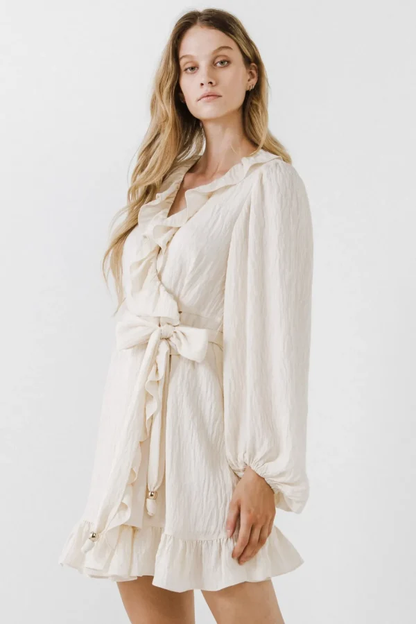 FREE THE ROSES Boho Dresses*Free The Rose - Ruffled Wrap Dress IVORY