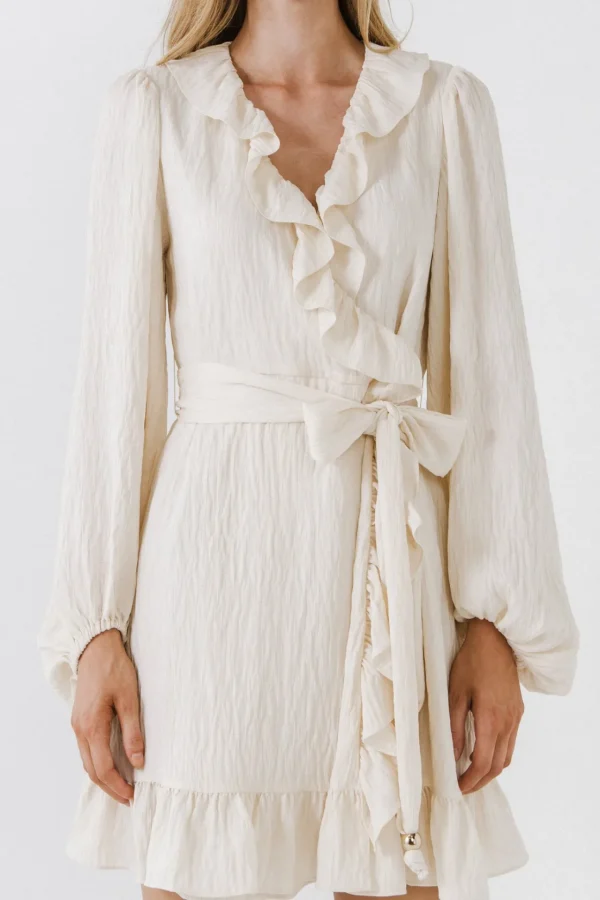 FREE THE ROSES Boho Dresses*Free The Rose - Ruffled Wrap Dress IVORY