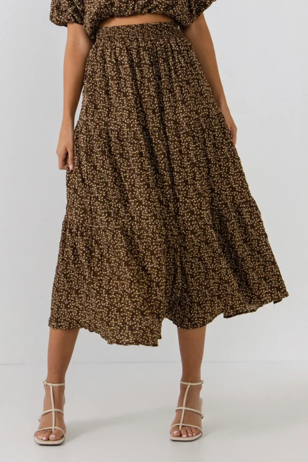 FREE THE ROSES Skirts | Tops*Free The Rose - Tiered Floral Maxi Skirt BROWN