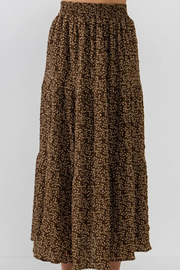 FREE THE ROSES Skirts | Tops*Free The Rose - Tiered Floral Maxi Skirt BROWN