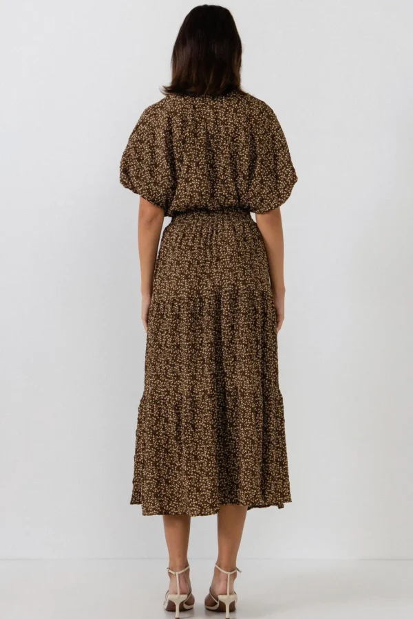 FREE THE ROSES Skirts | Tops*Free The Rose - Tiered Floral Maxi Skirt BROWN