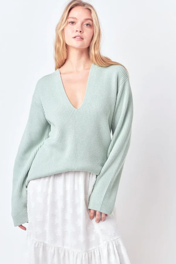 FREE THE ROSES Sweaters & Knits | Tops*Free The Rose - V-neckline Long Sleeve Sweater