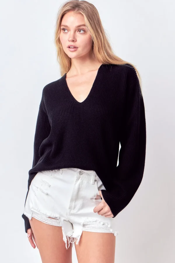 FREE THE ROSES Sweaters & Knits | Tops*Free The Rose - V-neckline Long Sleeve Sweater
