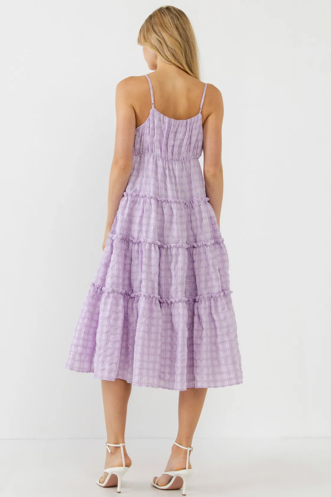 free_the_roses___check_pr_2.webp FREE THE ROSES Tops*- Check Print Gauze Midi Dress LILAC