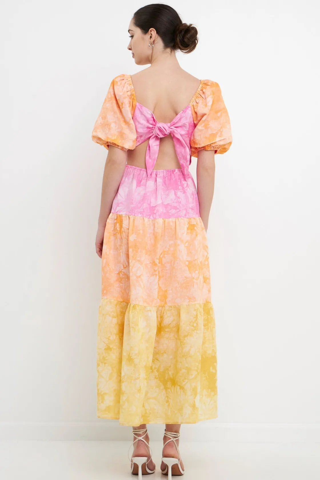 free_the_roses___colorblo_2.webp FREE THE ROSES Tops*- Colorblock Tie-dye Back Tie Maxi Dress MULTI