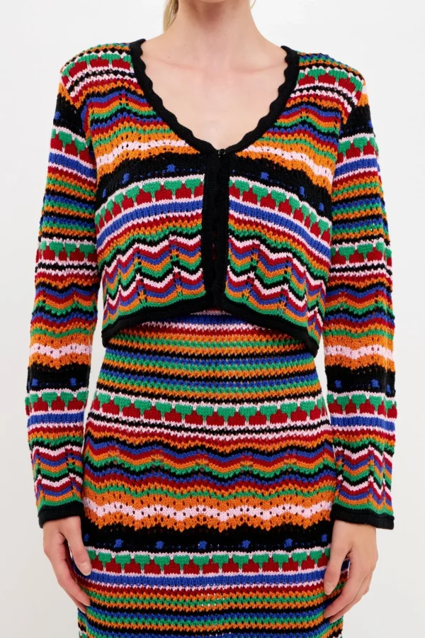 FREE THE ROSES Cardigans | Tops*- Crochet Knit Cardigan MULTI