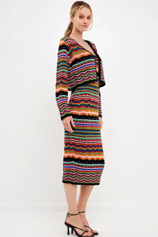 FREE THE ROSES Cardigans | Tops*- Crochet Knit Cardigan MULTI