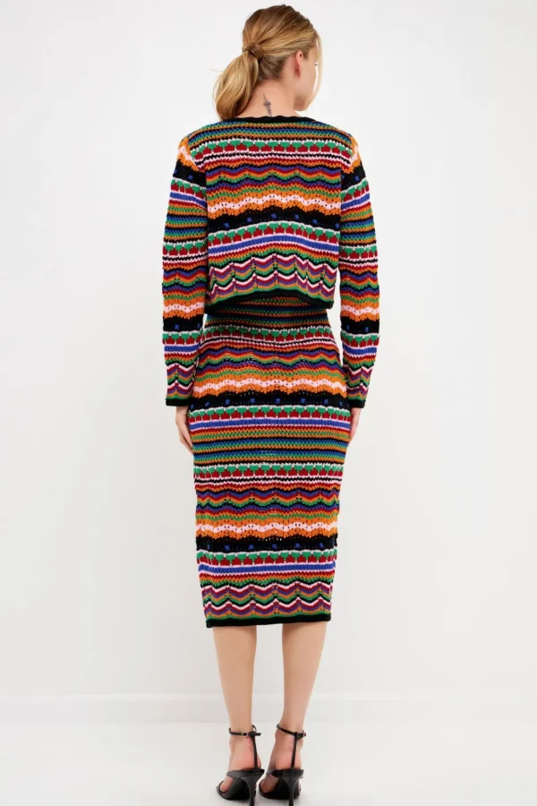 FREE THE ROSES Cardigans | Tops*- Crochet Knit Cardigan MULTI