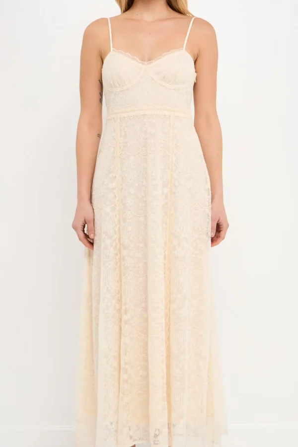 FREE THE ROSES Lace Dresses | Tops*- Embroidered Lace Camisole Dress ECRU