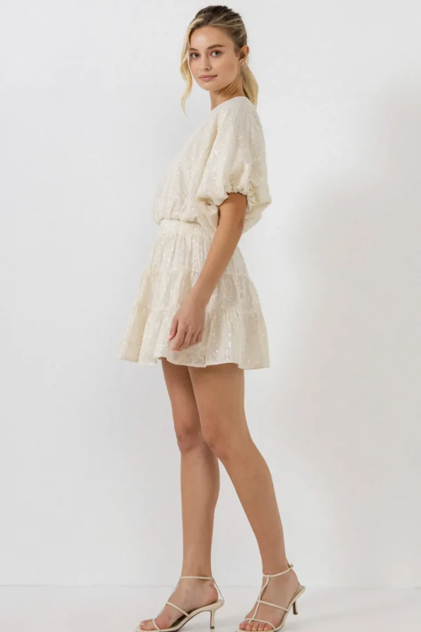 FREE THE ROSES Skirts | Tops*- Embroidered Sequins Skirt ECRU