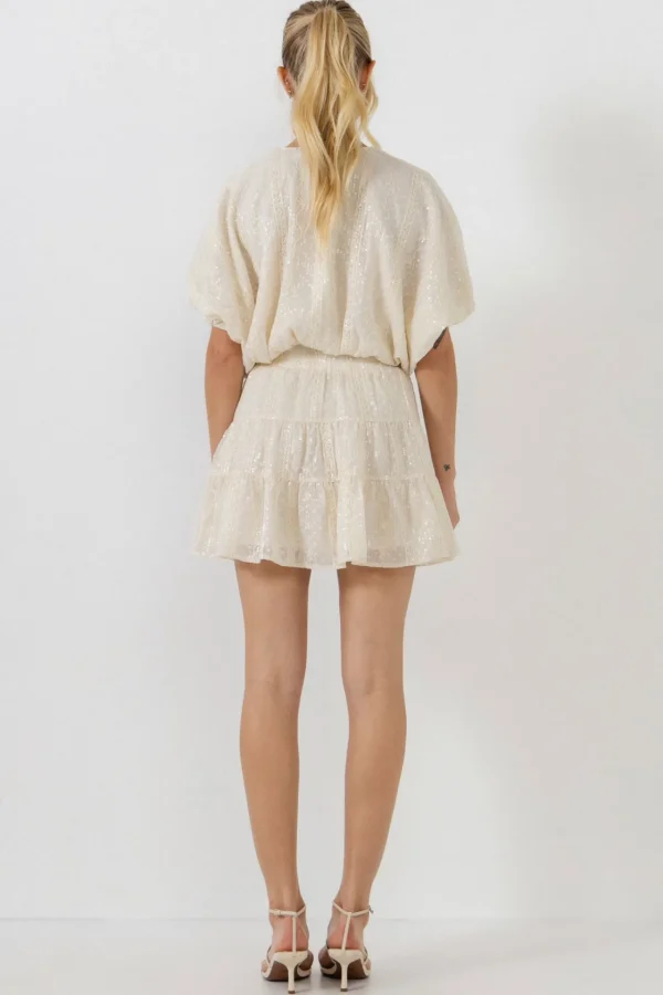 FREE THE ROSES Skirts | Tops*- Embroidered Sequins Skirt ECRU