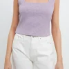 FREE THE ROSES Loungewear | Sweaters & Knits*- Fitted Knit Cropped Tank Top PURPLE