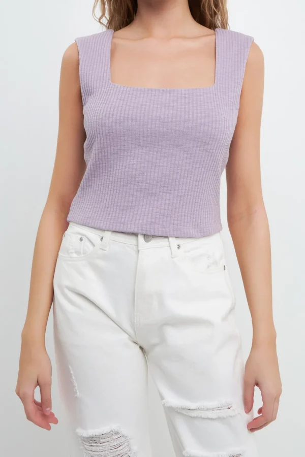 FREE THE ROSES Loungewear | Sweaters & Knits*- Fitted Knit Cropped Tank Top PURPLE