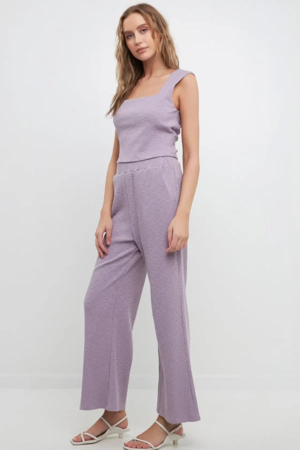 FREE THE ROSES Loungewear | Sweaters & Knits*- Fitted Knit Cropped Tank Top PURPLE