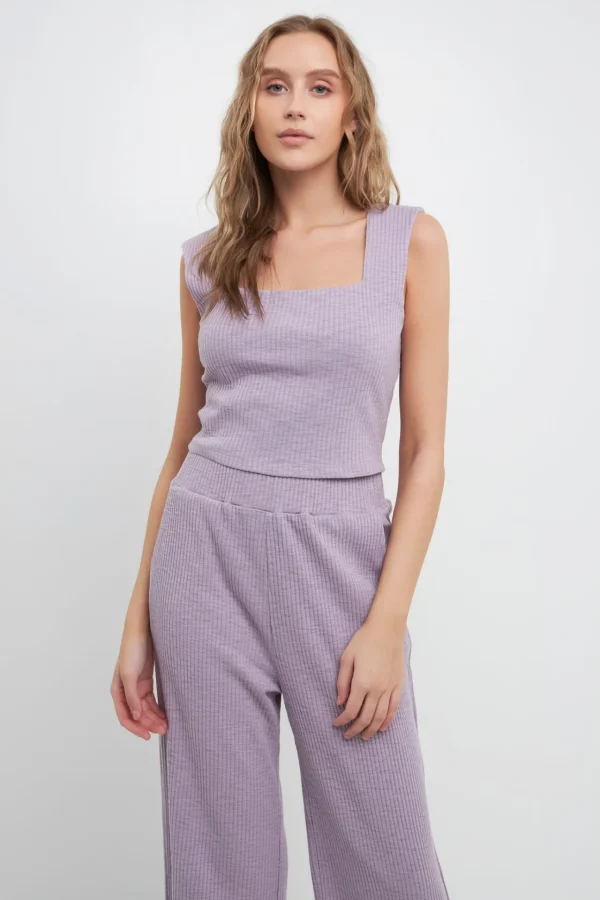 FREE THE ROSES Loungewear | Sweaters & Knits*- Fitted Knit Cropped Tank Top PURPLE