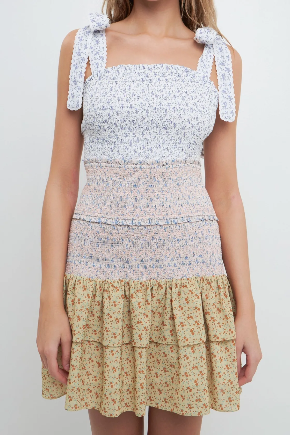 free_the_roses___floral_c_3.webp FREE THE ROSES Floral Dresses | Tops*- Floral Colorblock Mini Dress MULTI