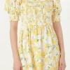 FREE THE ROSES Tops*- Floral Embroidery Mini Dress YELLOWMULTI