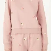 FREE THE ROSES Tops*- Floral Embroidered Sweatshirts PINK