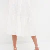 FREE THE ROSES Skirts | Tops*- Floral Embroidered Tiered Skirt WHITE