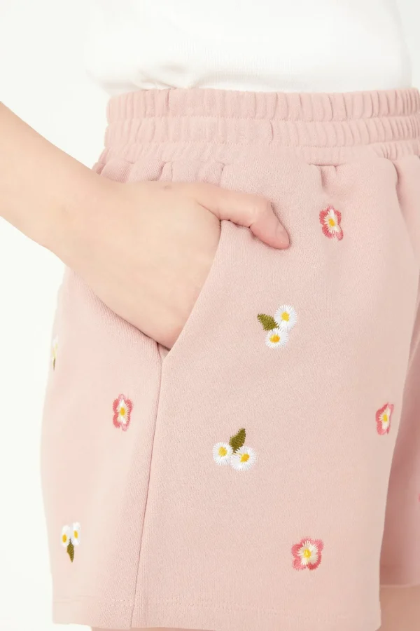 FREE THE ROSES Shorts & Skorts | Tops*- Floral Embroidered Shorts PINK