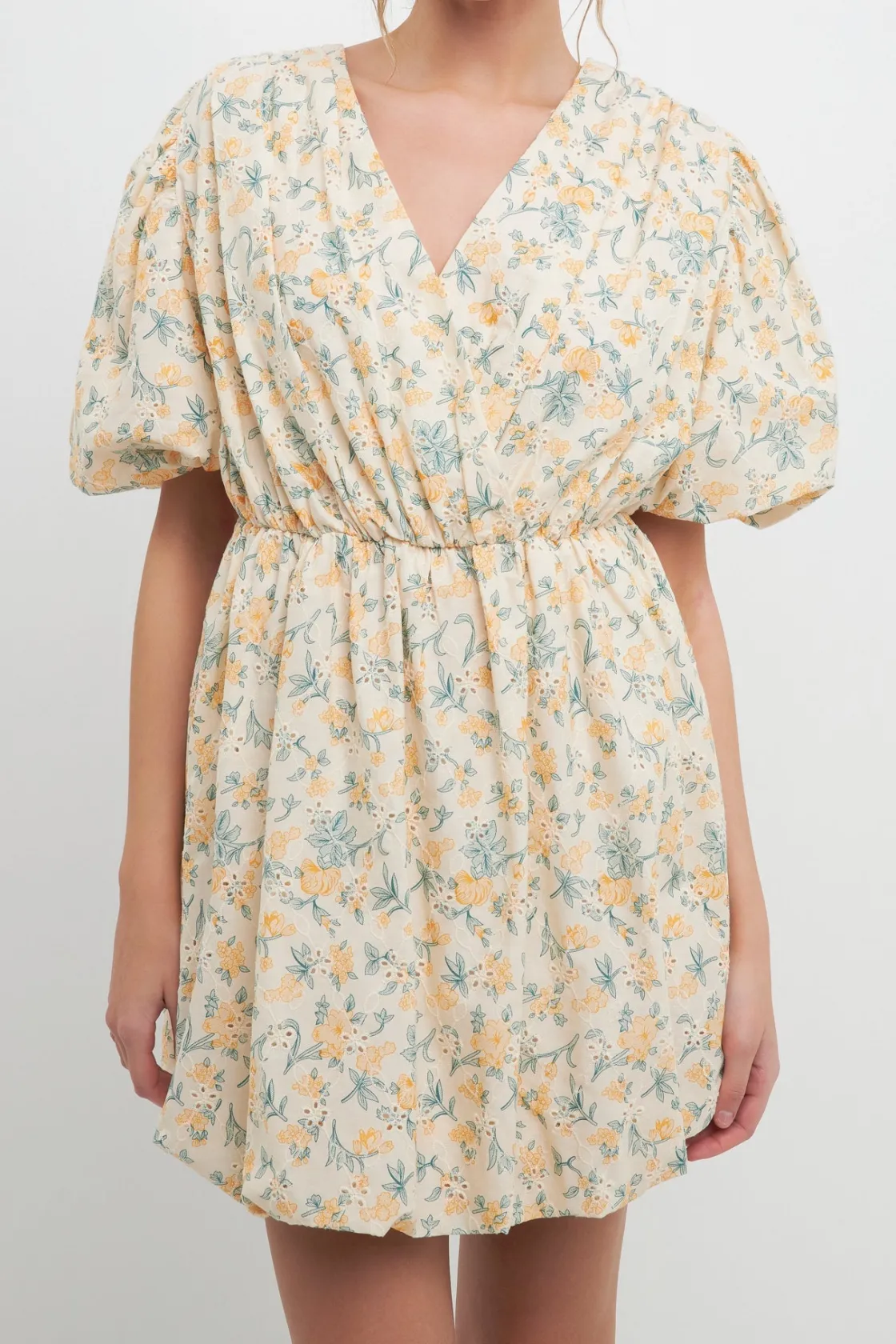 free_the_roses___floral_e_0.webp FREE THE ROSES Tops*- Floral Embroidered Bubble Mini Dress YELLOW