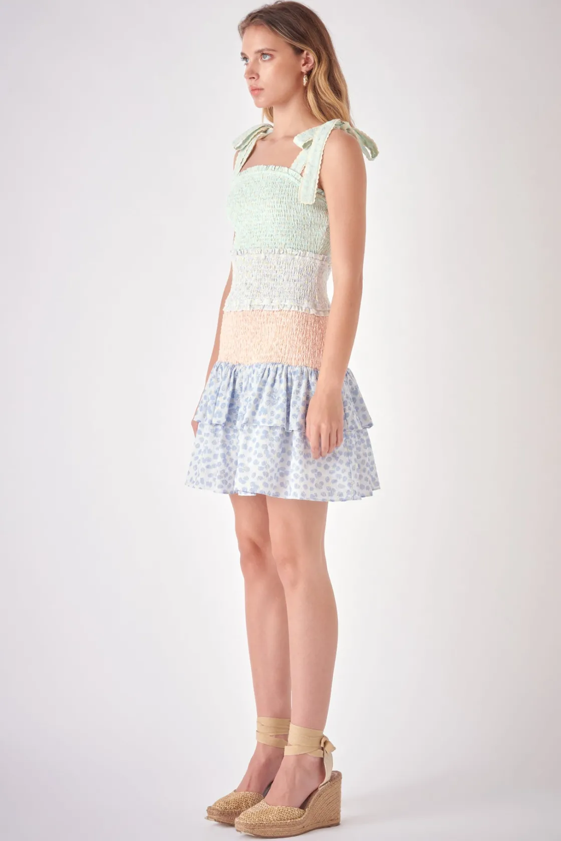 free_the_roses___floral_e_1-2.webp FREE THE ROSES Tops*- Floral Embroidery Colorblock Mini Dress MULTI