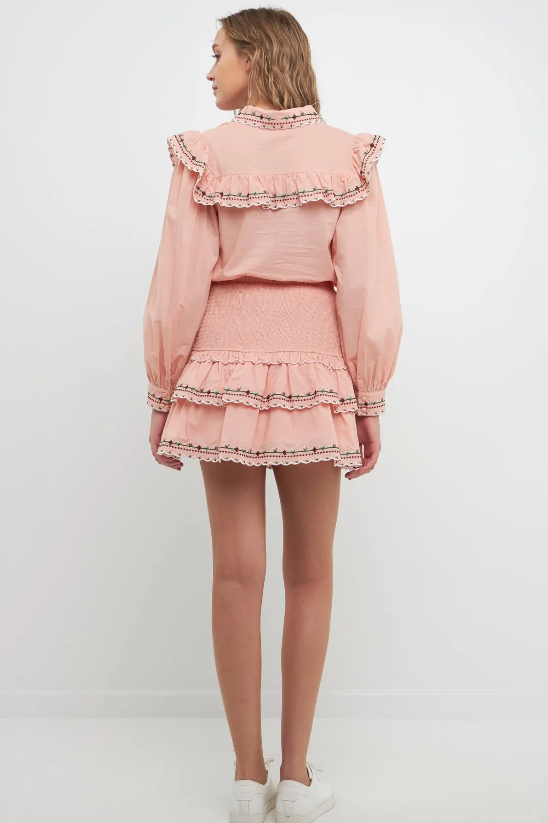 free_the_roses___floral_e_2-8.webp FREE THE ROSES Skirts | Tops*- Floral Embroidered Smocked Mini Skirt DUSTYPINK