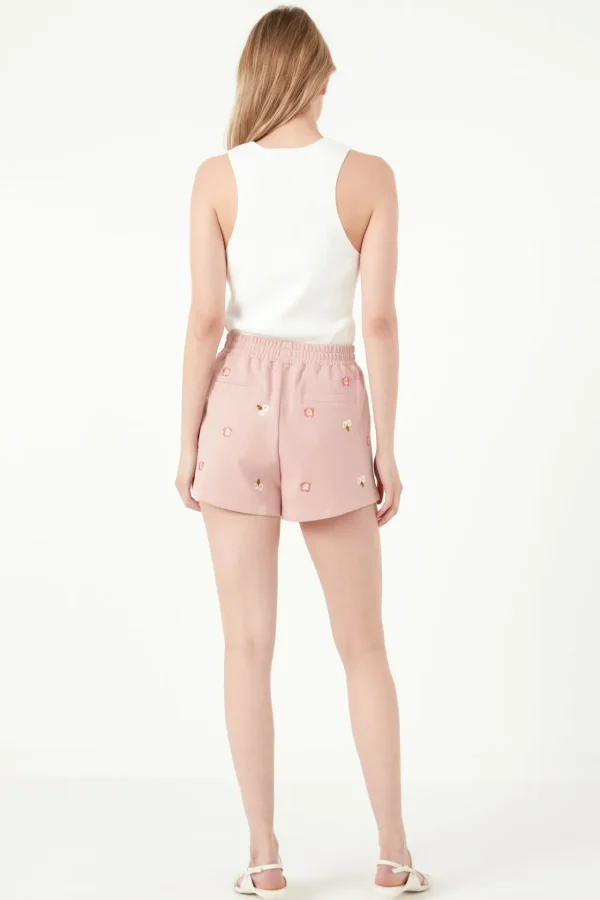 FREE THE ROSES Shorts & Skorts | Tops*- Floral Embroidered Shorts PINK