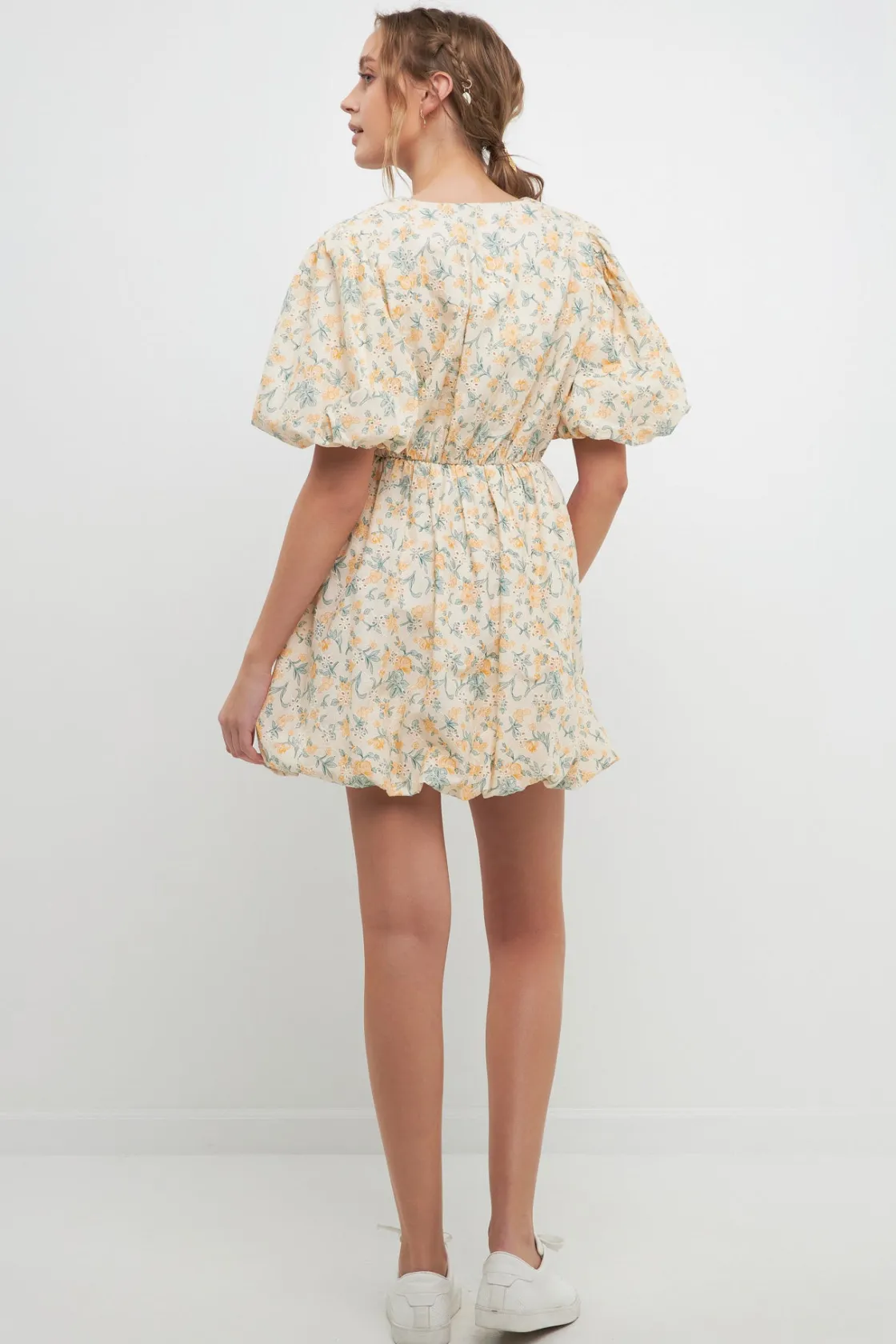 free_the_roses___floral_e_2.webp FREE THE ROSES Tops*- Floral Embroidered Bubble Mini Dress YELLOW