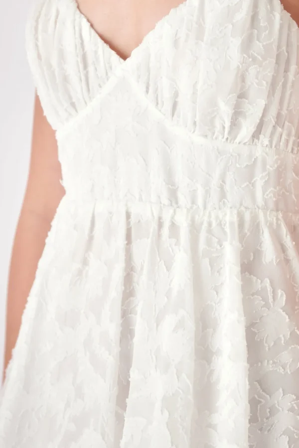 FREE THE ROSES White Dresses | Tops*- Floral Jacquard Tiered Maxi Dress WHITE