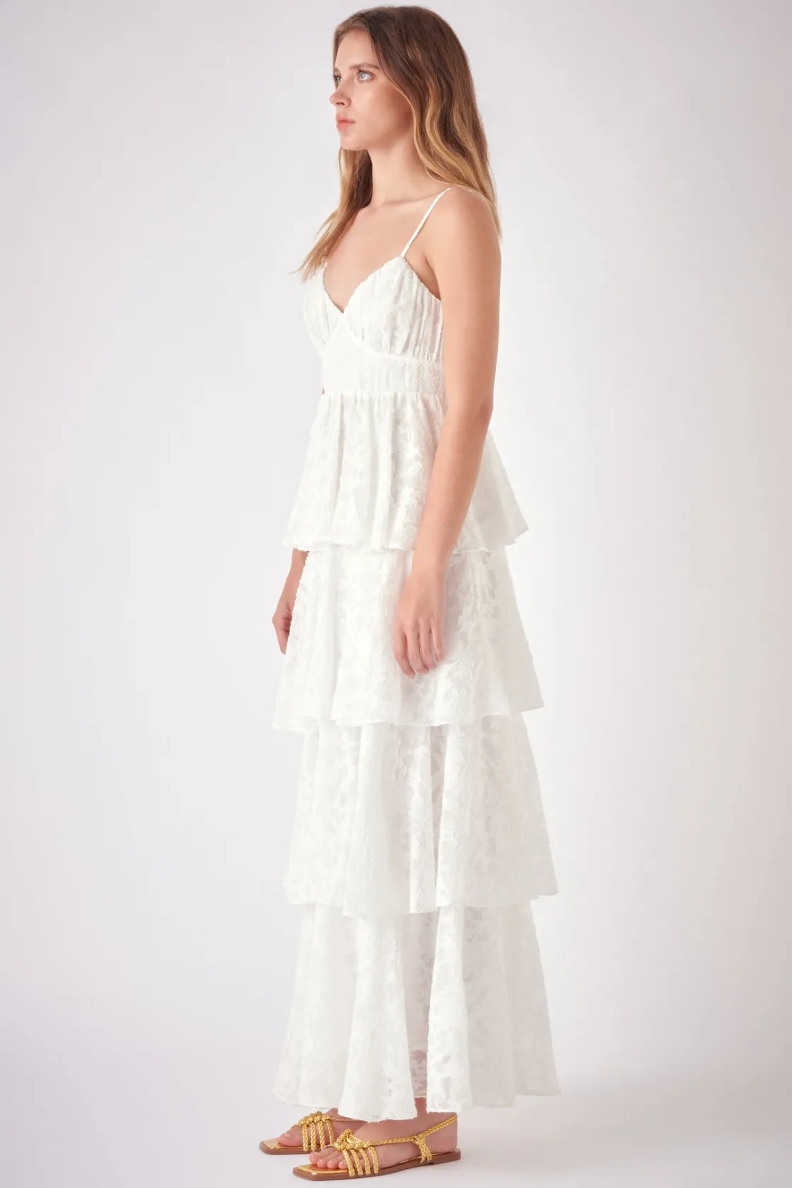 free_the_roses___floral_j_1.webp FREE THE ROSES White Dresses | Tops*- Floral Jacquard Tiered Maxi Dress WHITE