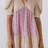 FREE THE ROSES Tops*- Floral Knit Mini Dress MULTI