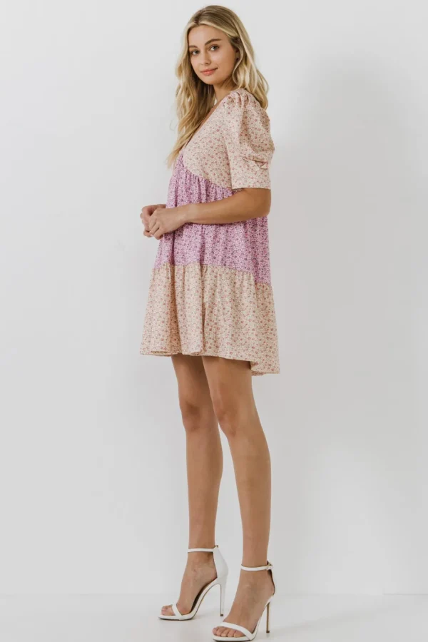 FREE THE ROSES Tops*- Floral Knit Mini Dress MULTI