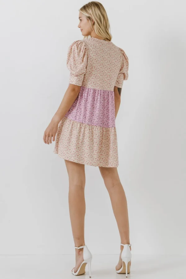 FREE THE ROSES Tops*- Floral Knit Mini Dress MULTI