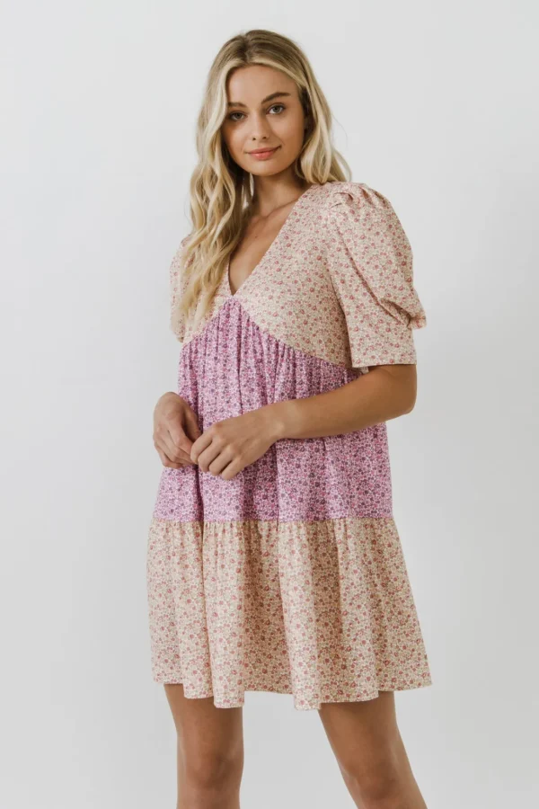 FREE THE ROSES Tops*- Floral Knit Mini Dress MULTI
