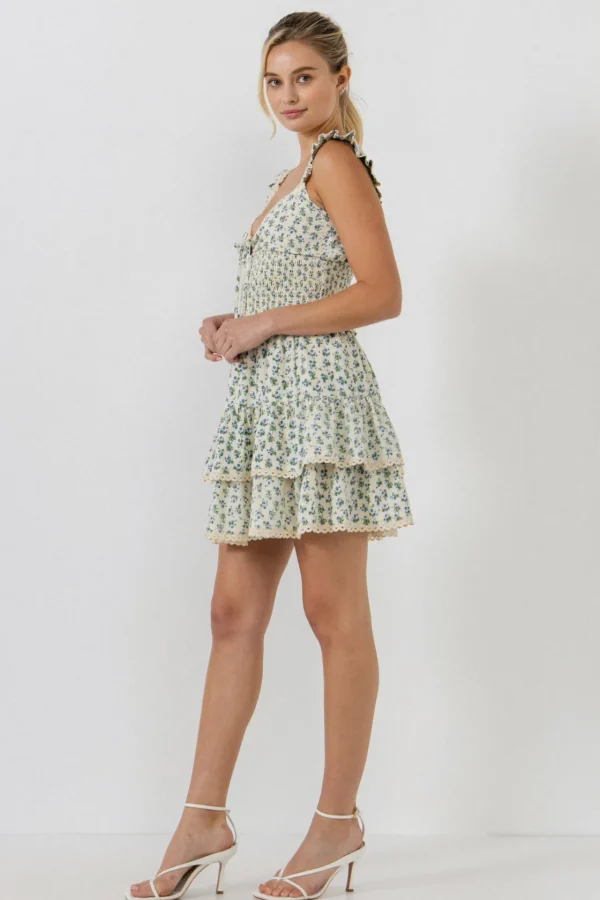 FREE THE ROSES Skirts | Tops*- Floral Lace Trim Detail Mini Skirt IVORY/BLUE