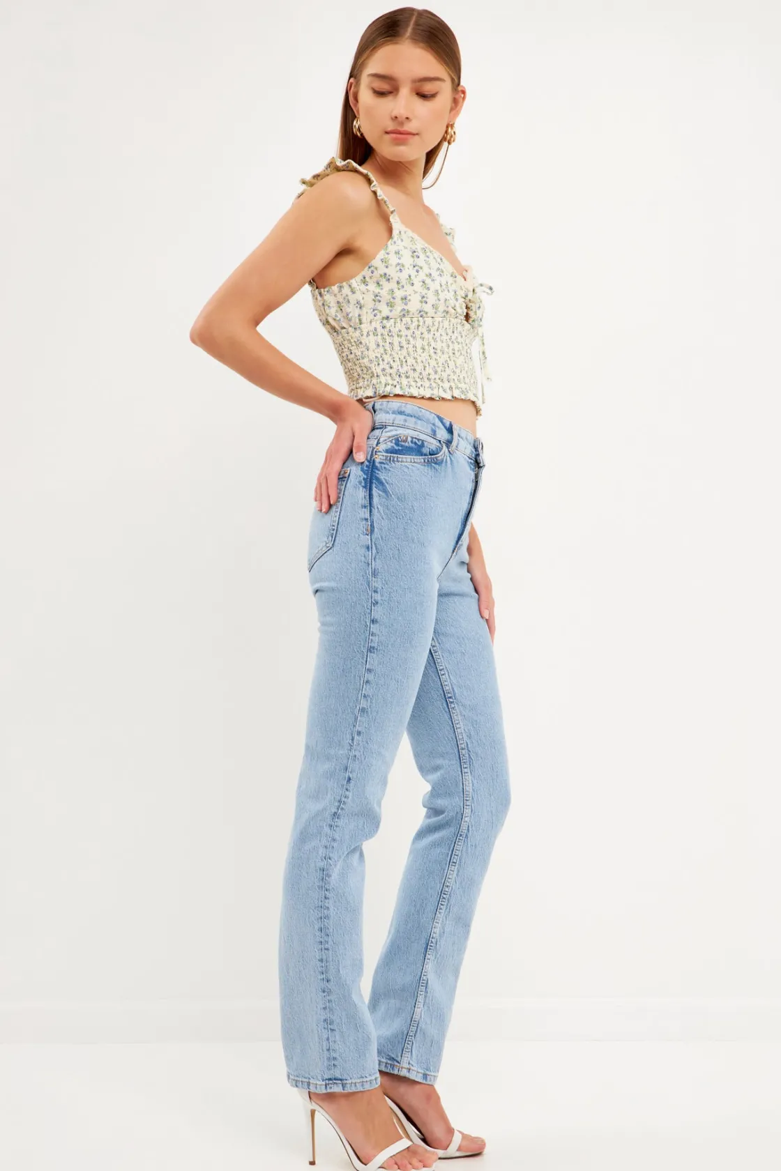 free_the_roses___floral_l_1-2.webp FREE THE ROSES Matching Sets*- Floral Lace Trim Smocked Top IVORY/BLUE