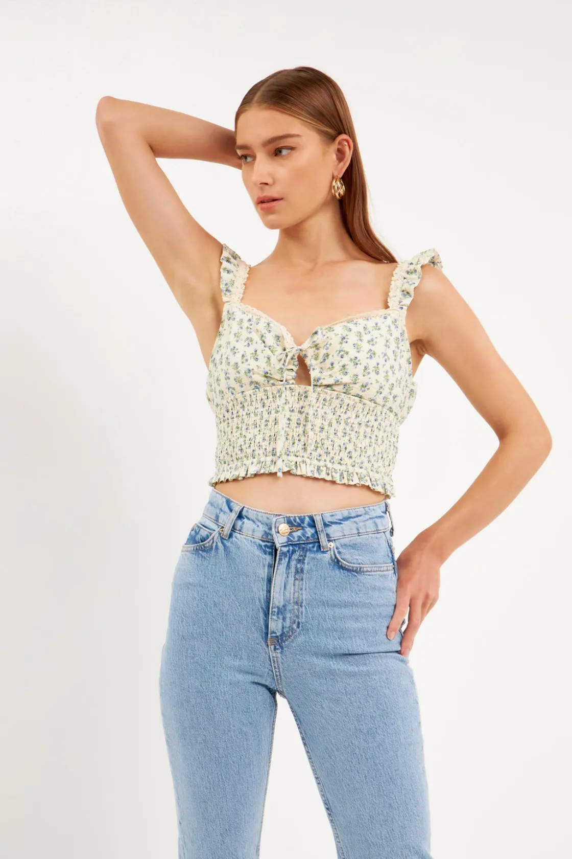 free_the_roses___floral_l_3-2.webp FREE THE ROSES Matching Sets*- Floral Lace Trim Smocked Top IVORY/BLUE