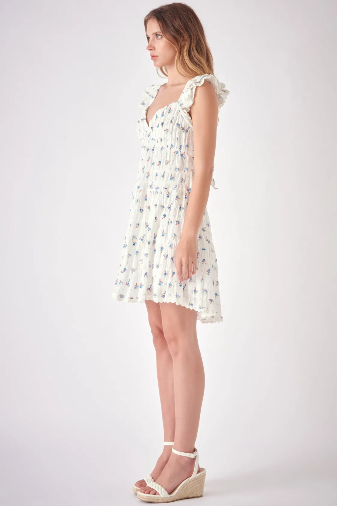 free_the_roses___floral_m_1.webp FREE THE ROSES Tops*- Floral Mini Dress with Back Tie Detail WHITEMULTI