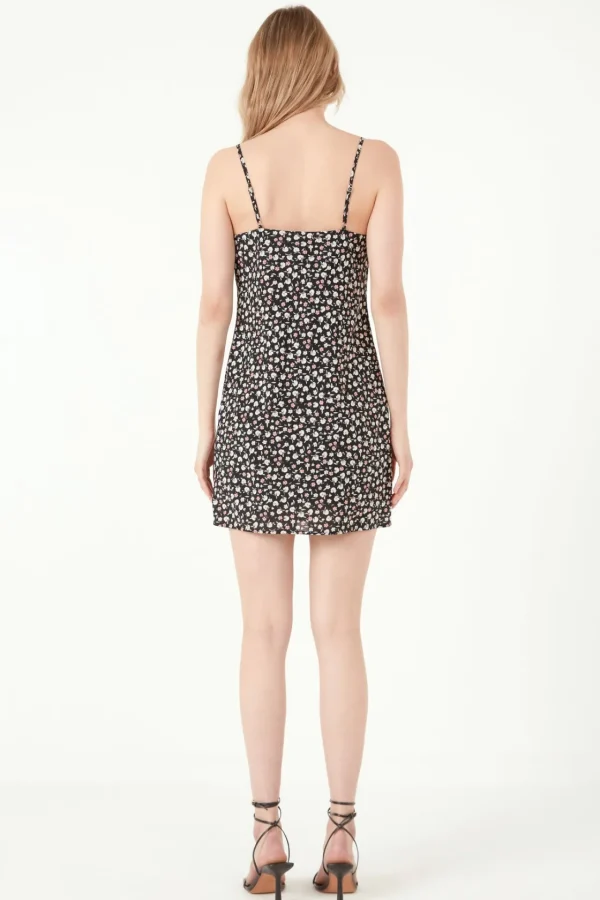 FREE THE ROSES Tops*- Floral Mini Dress BLACKMULTI