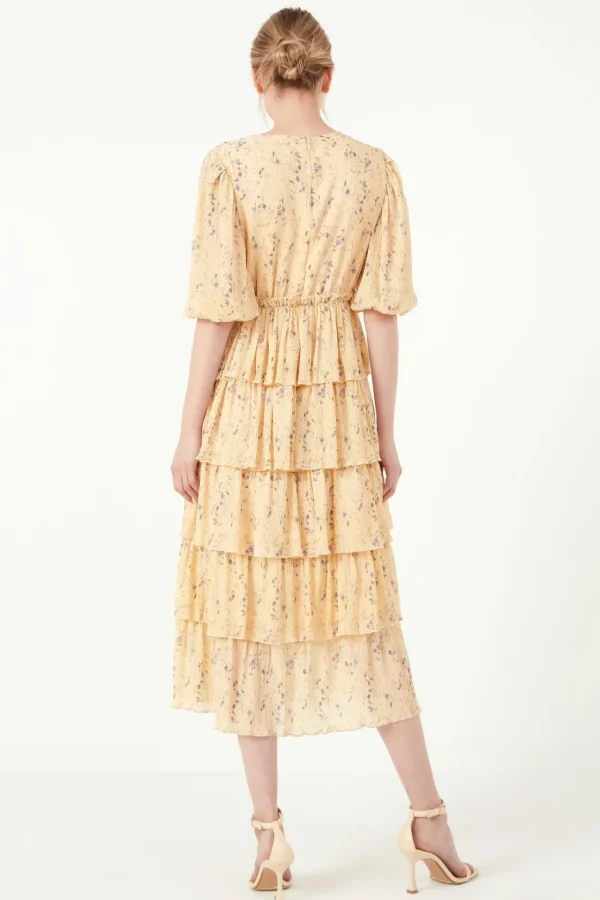 FREE THE ROSES Tops*- Floral Midi Dress LIGHTYELLOW