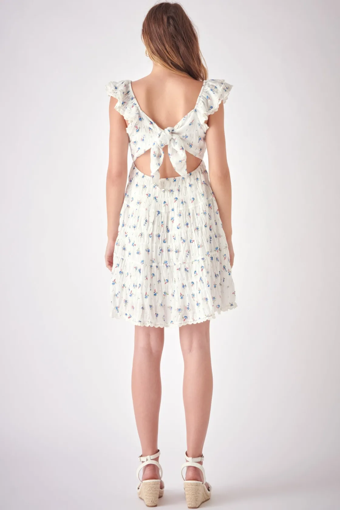 free_the_roses___floral_m_2.webp FREE THE ROSES Tops*- Floral Mini Dress with Back Tie Detail WHITEMULTI