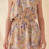 FREE THE ROSES Tops*- Floral One Shoulder Romper PEACH