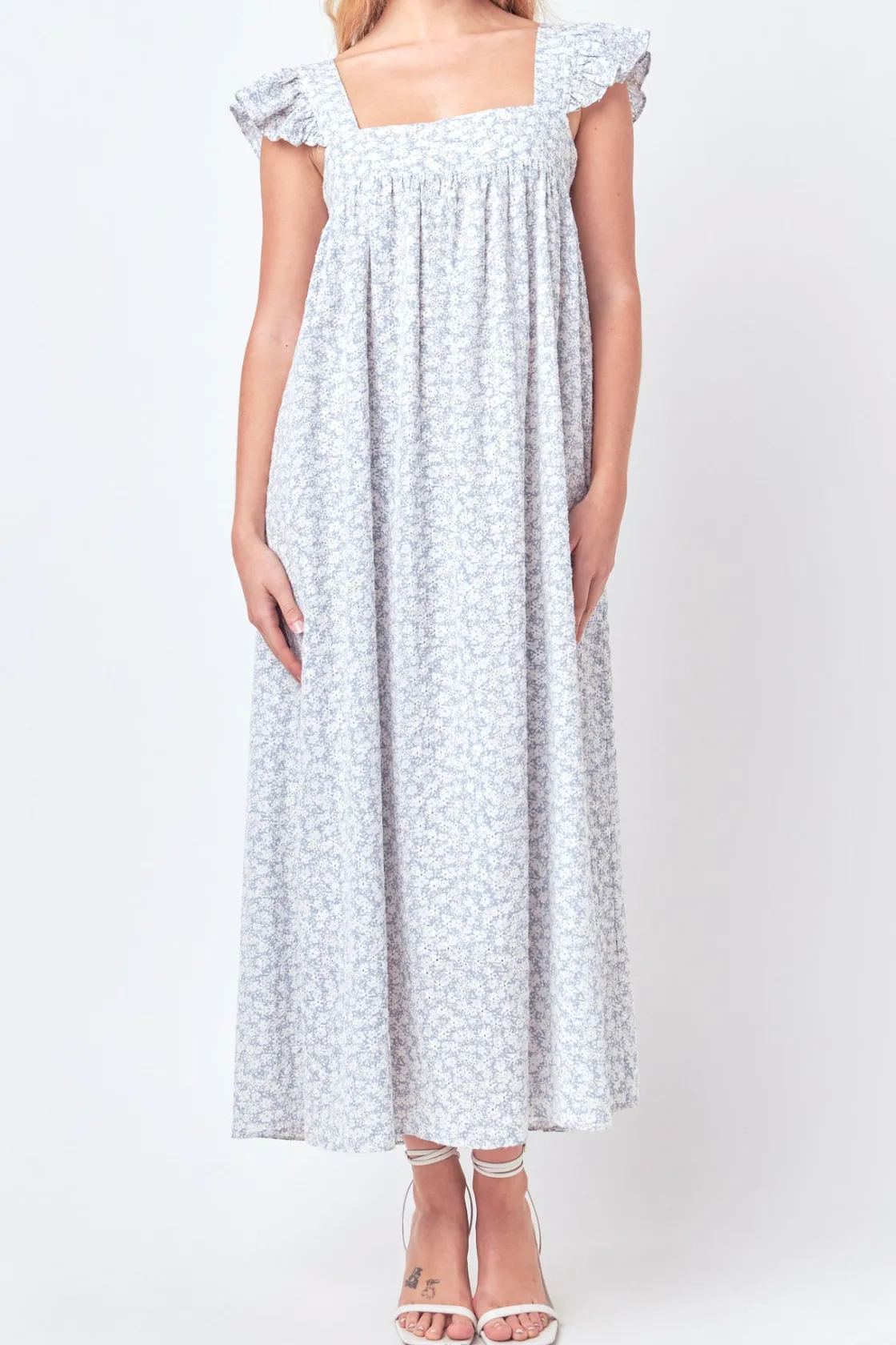 free_the_roses___floral_p_0-1.webp FREE THE ROSES Tops*- Floral Print with Embroidery Maxi Dress BLUE/WHITE