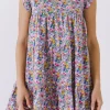 FREE THE ROSES Tops*- Floral Print Babydoll Dress LILAC