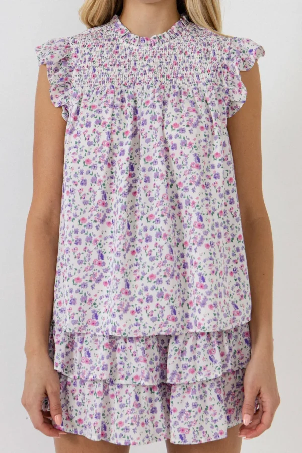 FREE THE ROSES Shirts & Blouses | Tops*- Floral Print Sleeveless Blouse WHITEMULTI