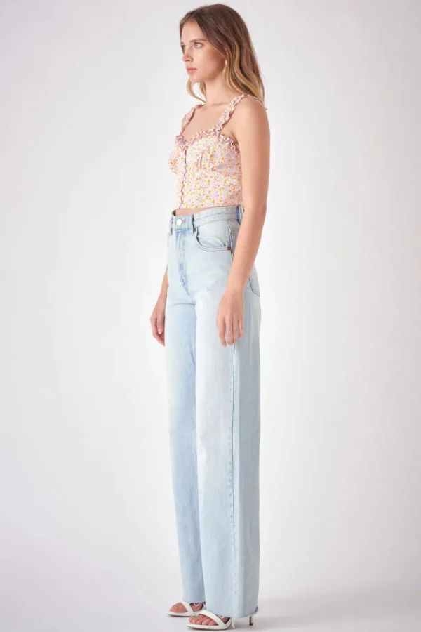 FREE THE ROSES Tops*- Floral Print Cropped Top LILACMULTI