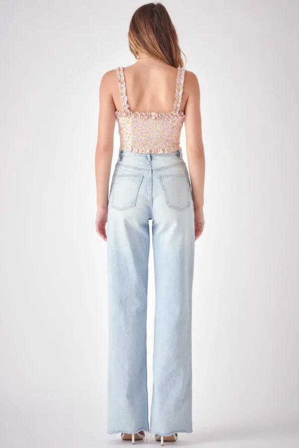FREE THE ROSES Tops*- Floral Print Cropped Top LILACMULTI