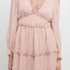 FREE THE ROSES Tops*- Floral Ruffle Detail Mini Dress PINKMULTI