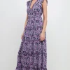 FREE THE ROSES Floral Dresses | Tops*- Floral Ruffle Detail Long Dress PURPLEMULTI